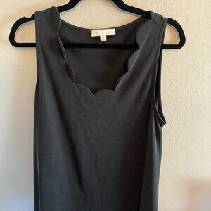 Anthropologie Eri & Ali SOFT Scalloped Hem Blouse Womens Size M Black Modal